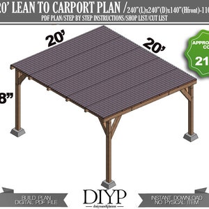 20x20 Lean To Carport Plans: DIY Car Garage (Digital Download)