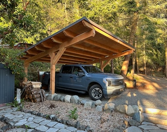 Car Garage Plans Diy - Carport for Two Car - Canopy Plans - Wooden Car Port