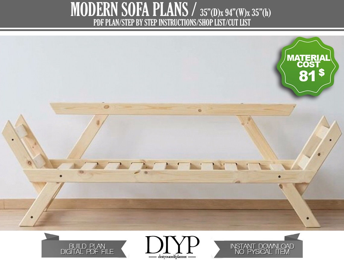 Modern sofa plans wooden sofa sofa build plan outdoor | Etsy