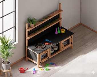 DIY Kid's Mud Kitchen Plans: Easy Build PDF (19x48x38)