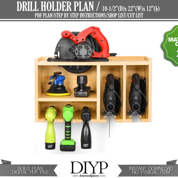 Drill Charging Station and Circular Saw Holder build plan - PDF woodworking plans