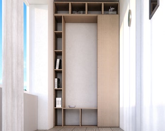 DIY MDF Storage Unit with Shelves, Cabinet and Bench woodworking plan