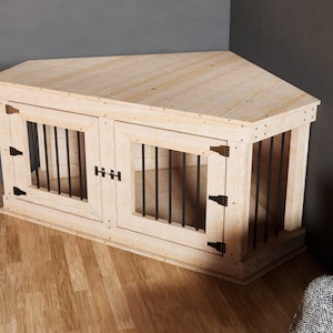 Corner Dog Crate for diy woodworking plan Dog Furniture Build own Easy and Cheap dog crate image 6