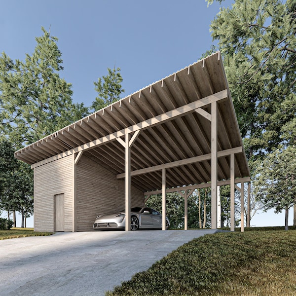 2 Carport With Storage Plans Etsy