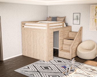 DIY Queen-Size-Hochbett mit Schrank-Plänen - Holzbearbeitungsplan