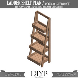 Digital PDF Build plans for Wooden Ladder Shelf - Woodworking plans Tiered Garden Ladder Box