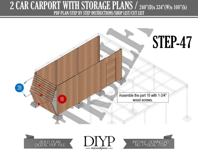 Two Car Carport With Storage Plan Carport Shed Build a Etsy