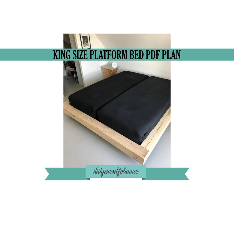 King Size Bed Plans Bed Frame Build Platform Wooden Bed Etsy