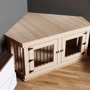 Corner Dog Crate for diy woodworking plan Dog Furniture Build own Easy and Cheap dog crate image 5