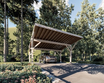DIY Wood Carport Plans - 20x22 Single Slope Roof - Instant Download - Construction Animation