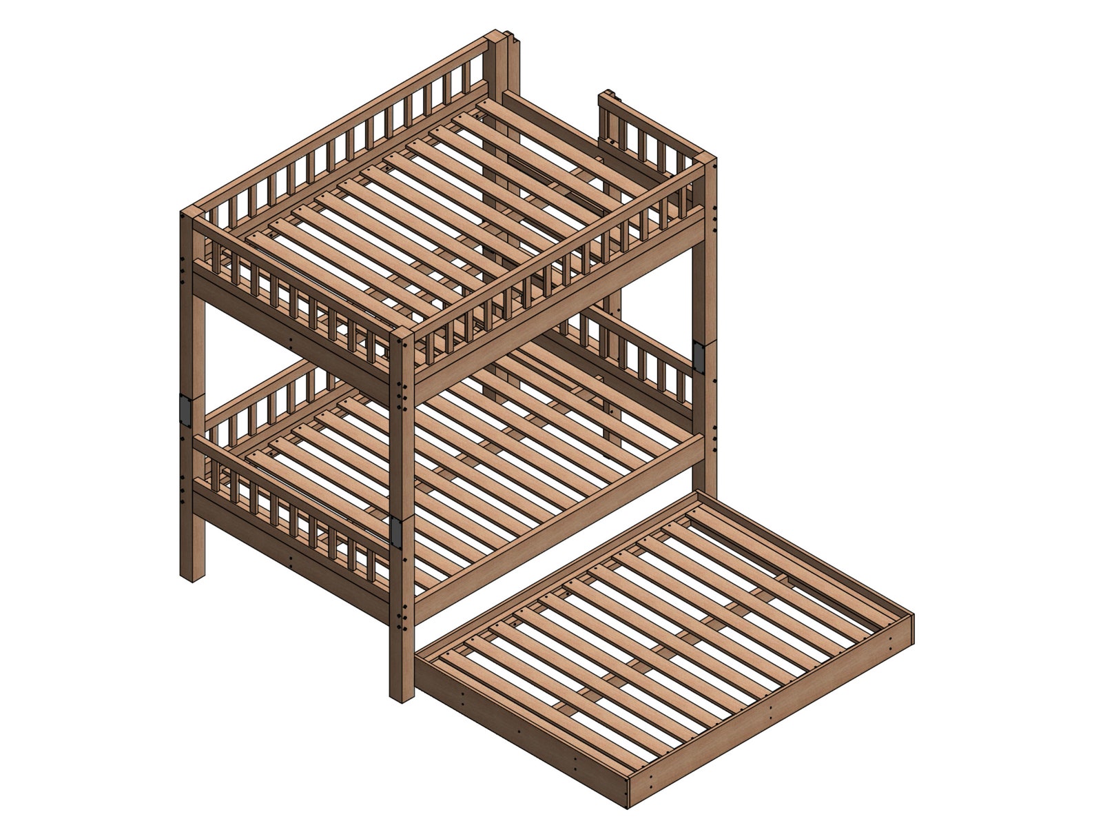 Queen Size Bunk Bed Plan Triple Bed Build Plans Queen Loft Etsy