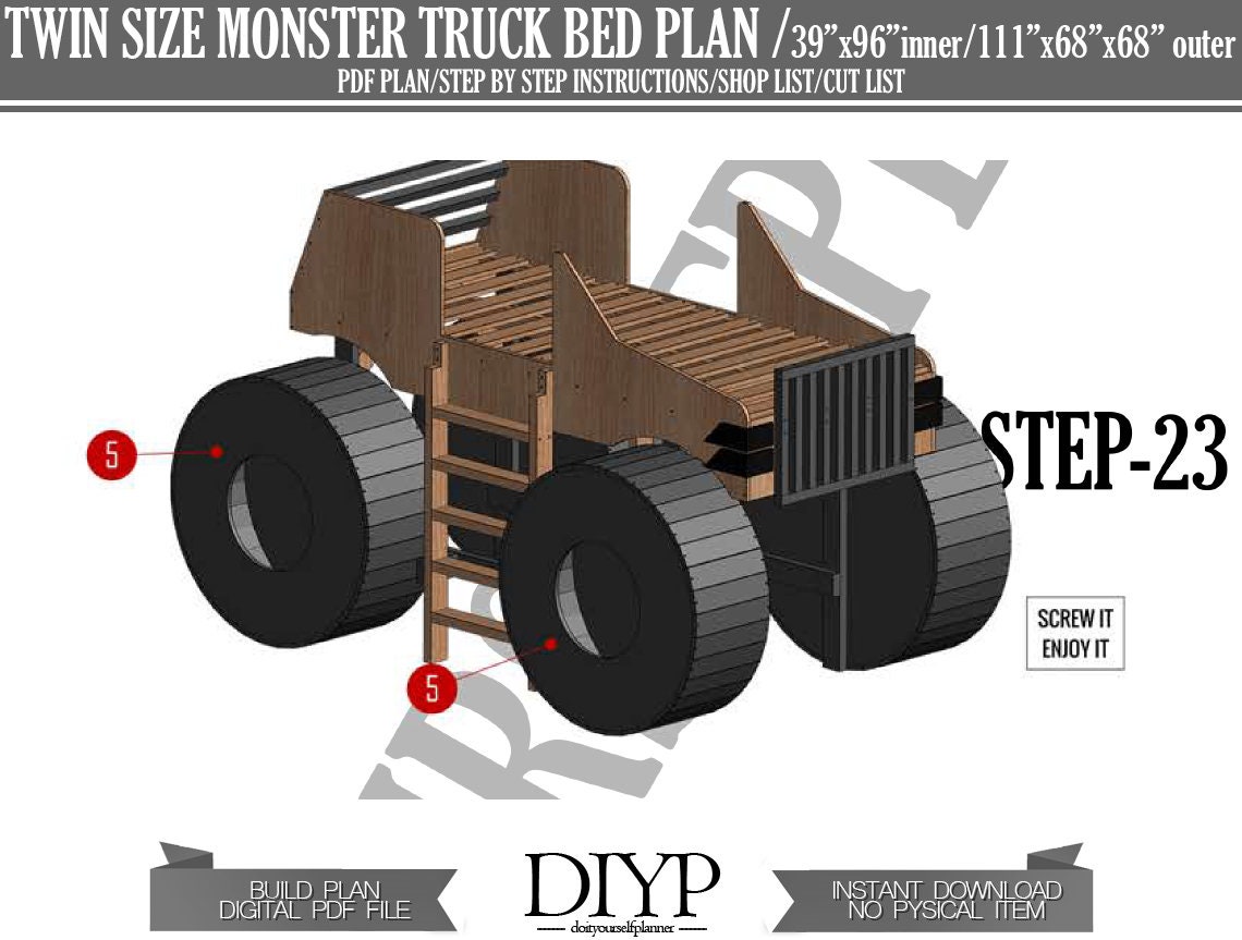 Monster Truck Bed Frame DIY Plans: CNC Cut Files (PDF) - Etsy