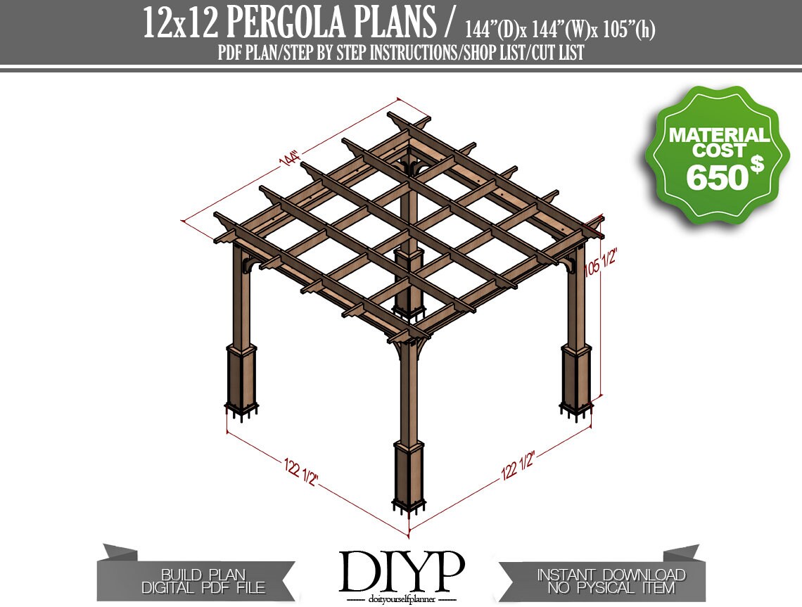 12x12 Veranda Plans Diy Woodworking Plans Cheap Patio Etsy