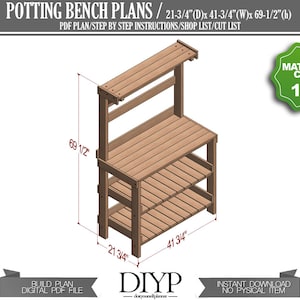 DIY Plans for Potting Bench, Easy woodworking plan for wooden table image 2