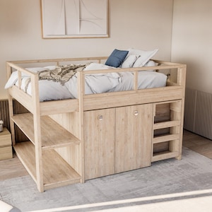 DIY Full Size Bunk Bed Plan: Storage, Desk, Closet (Digital Download)