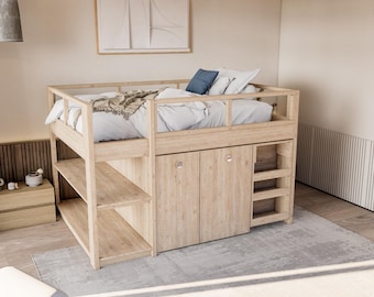 DIY Full Size Bunk Bed Plan: Storage, Desk, Closet (Digital Download)