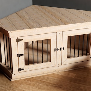 Corner Dog Crate plan - Corner dog kennel - Build own Easy and Cheap dog crate