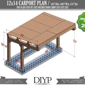 Projeto de garagem 12x14 | PDF de telhado de abrigo de madeira faça você mesmo com lista de cortes e etapas de montagem