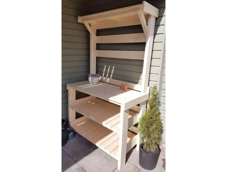 DIY Plans for Potting Bench, Easy woodworking plan for wooden table image 1