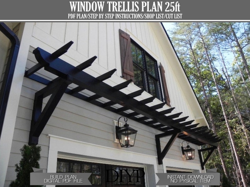 25 ft Windows trellis Plans Wooden windows door pergola attached pergola plans image 2