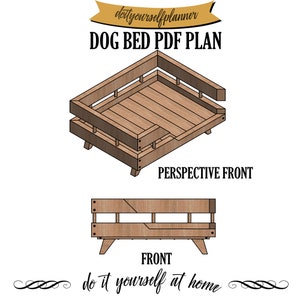 Dog Furniture Puppy Bed plan Wooden Dog Bed Plan Modern Medium Dog Bed image 5