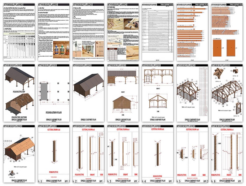 Carport With Storage Plan Car Garage Build Plan Two Car Etsy