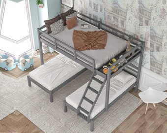 Wooden Triple Bunk Bed Plans - Full over 2 Twin Bunk Bed for Kid's - Make your own bunk bed