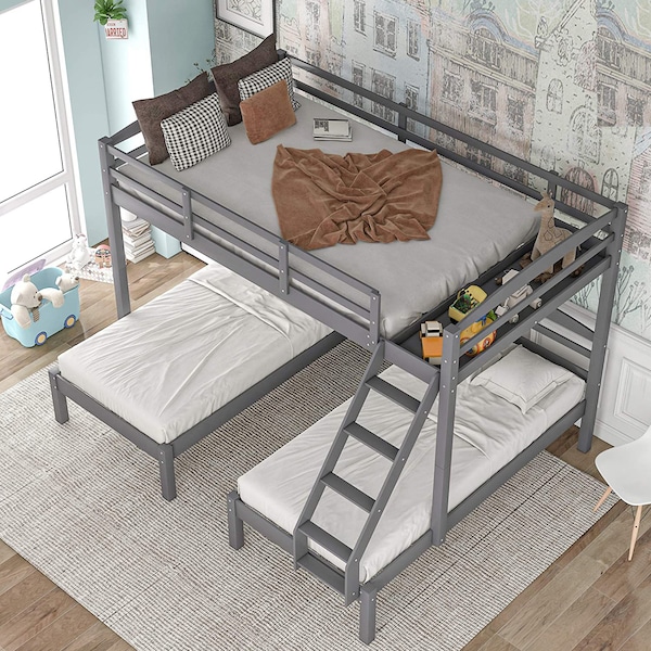 Wooden Triple Bunk Bed Plans - Full over 2 Twin Bunk Bed for Kid's - Make your own bunk bed