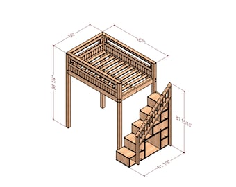 Multifunctional Full Size Bunk Bed with storage area - Modern bedroom ideas build plans - Full size loft bed