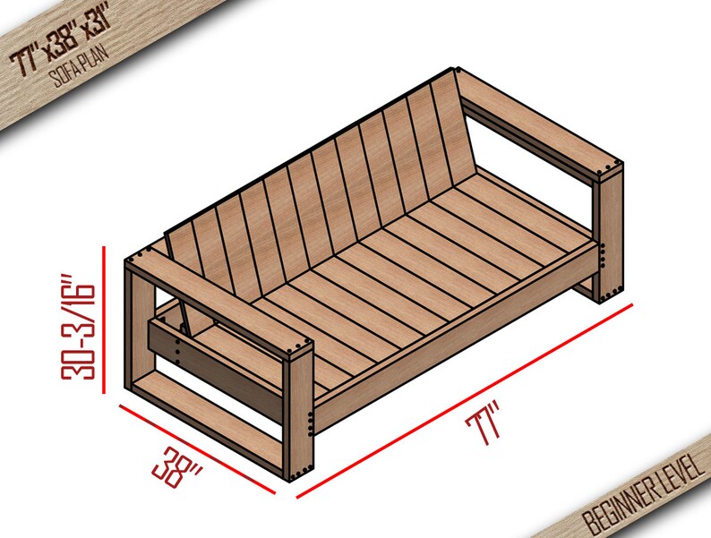 Wooden Sofa Plans Diy Outdoor Sofa Diy Couch Plans Etsy UK