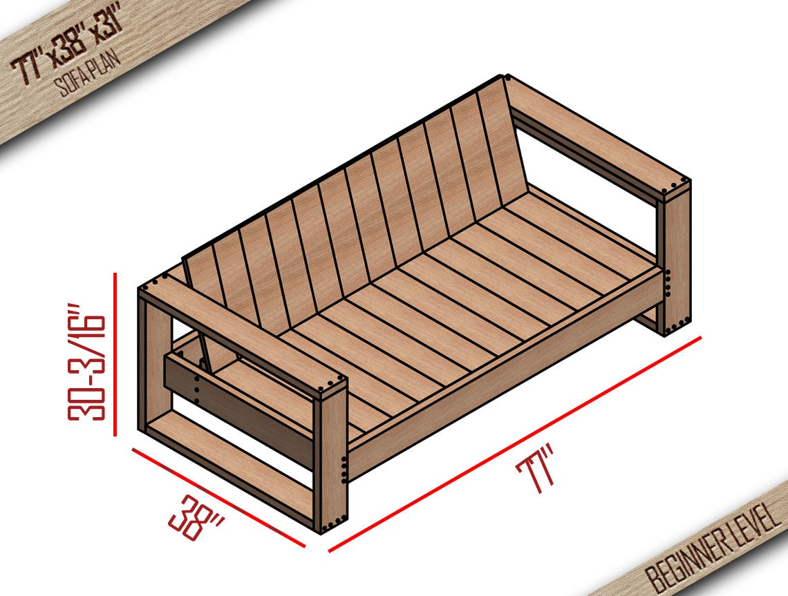 Wooden Sofa Plans Diy Outdoor Sofa Diy Couch Plans Etsy UK
