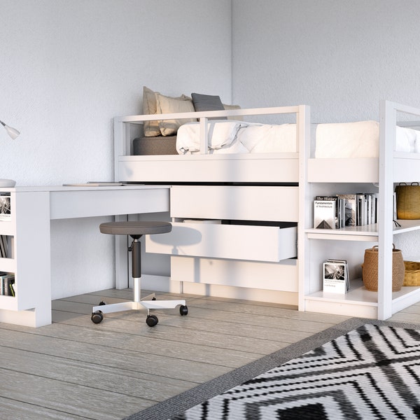 DIY Full-Size Bunk Bed with Storage, Desk & Drawers (Woodworking Plan)