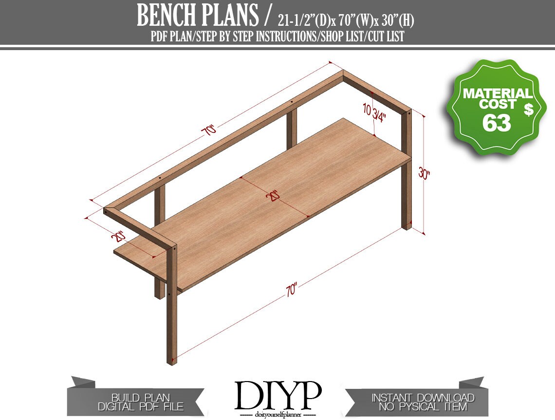 Diy Bench Plan Easy Sofa Planwooden Bench Ideas Indoor Etsy