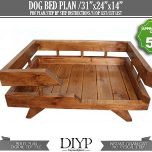 Dog Furniture Puppy Bed plan Wooden Dog Bed Plan Modern Medium Dog Bed image 1