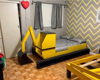 Excavator Bed Plans, Twin Size, Children's Bulldozer Bed (PDF Pattern)