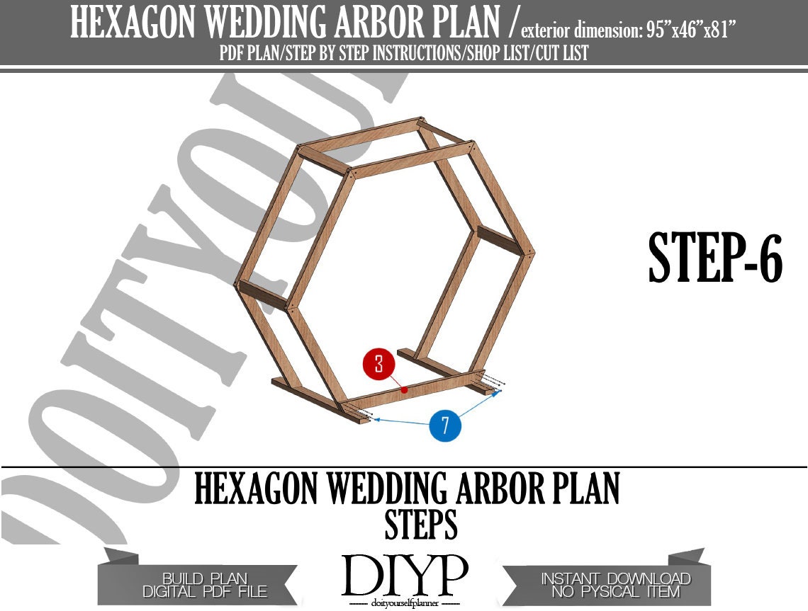 Diy wooden hexagon wedding arbor planbuild plan for wedding Etsy