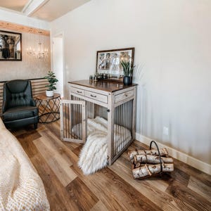 Dog Crate Furniture Plan: Medium Kennel with Drawers (PDF)