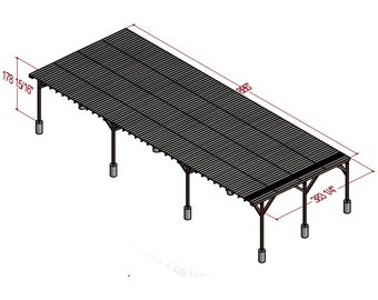 Wooden Car Port plan, Car Garage Plans Diy - Carport for Two Car - Canopy Plans -