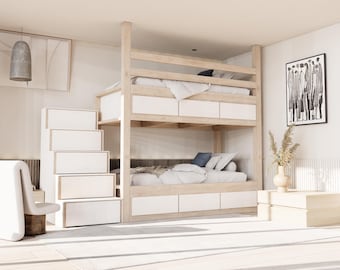 Craft Your 2-Storey Twin Size Bunk Bed with DIY Woodworking Plan