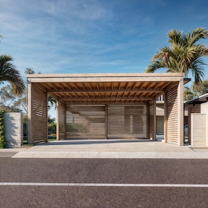 20x20 Modern Two-Car Garage Plan: Wooden Carport (PDF)