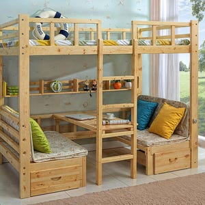 TwinXL Bunk Bed with Desk Plans: Multifunctional Loft Bed (PDF)