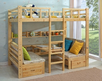 TwinXL Bunk Bed with Desk Plans: Multifunctional Loft Bed (PDF)