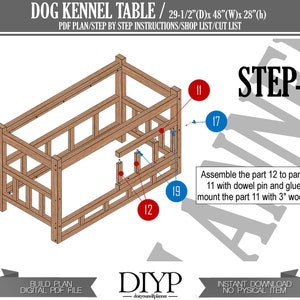 Wooden Elevated Dog Bed Plan, Bedside/Sofa Side End Table with Dog Lounge Sofa, Perfect for Dogs Cats, Spacious Storage