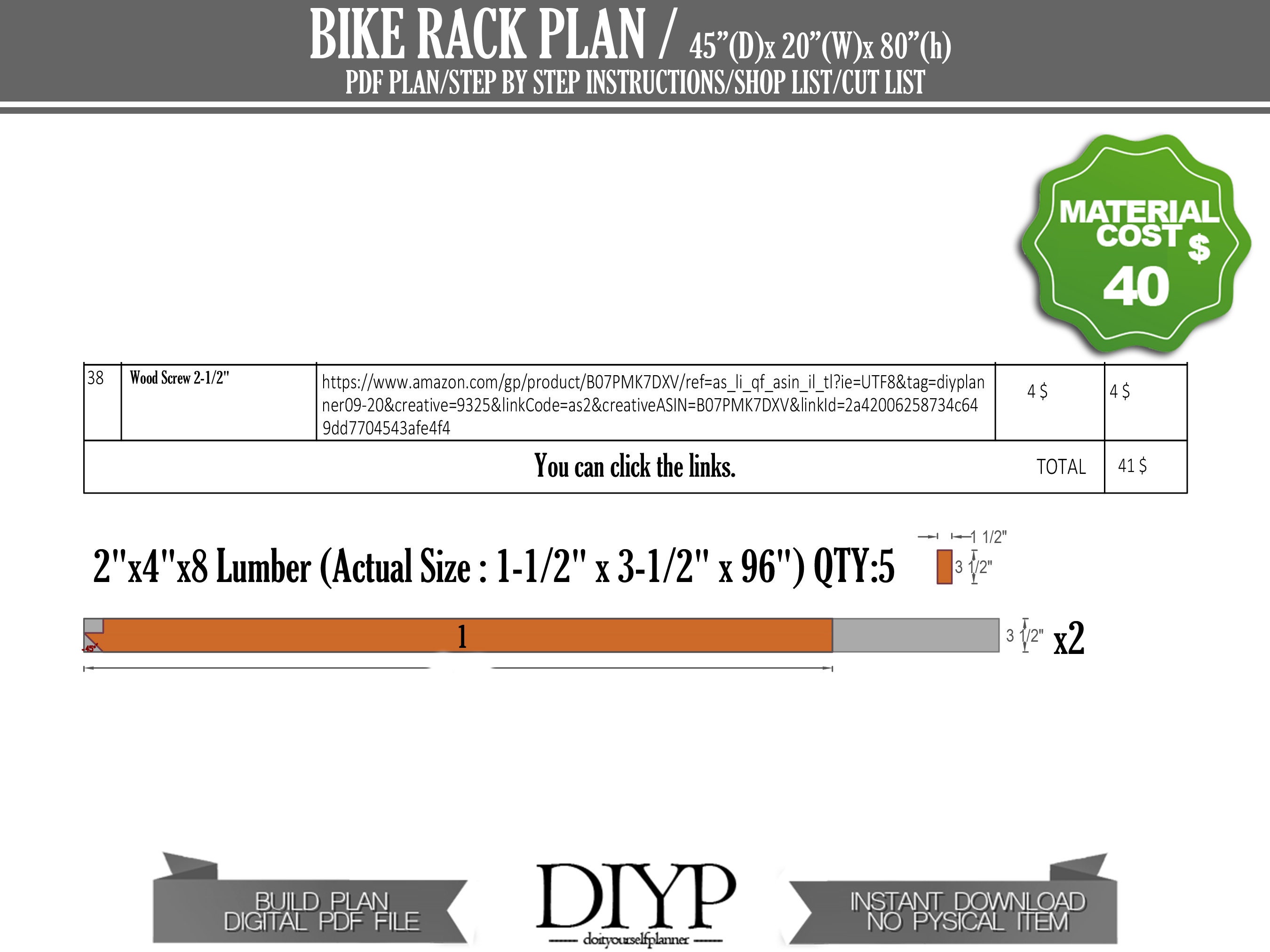 Wooden Bike Rack Woodworking Plans, Bicycle Rack Plan - Etsy