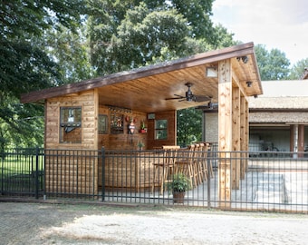20x20 Outdoor Kitchen Plans , Patio Kitchen , Open-Air Kitchen , Outdoor Dining Patio , Backyard Party Pavilion - Outdoor Bar