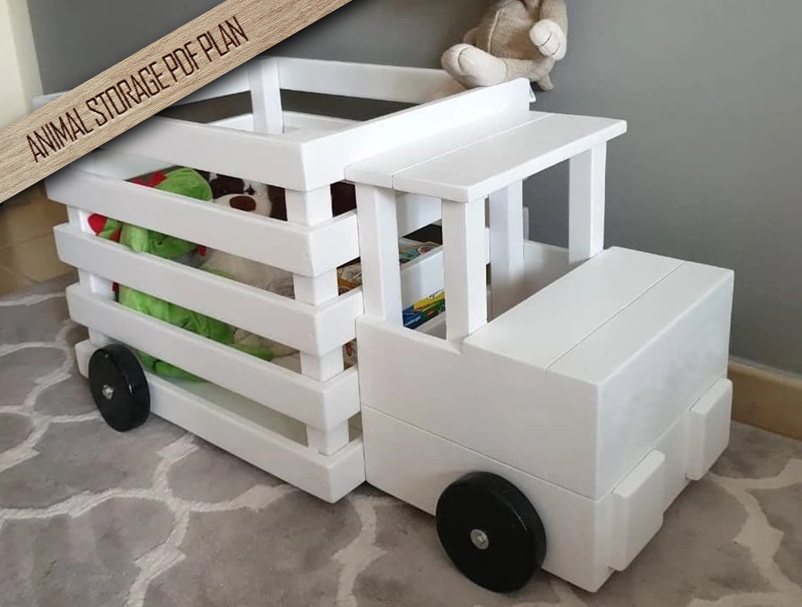 Diy Toy Storage Plan Wooden Toy Box Truck Toy Storage Toy Etsy