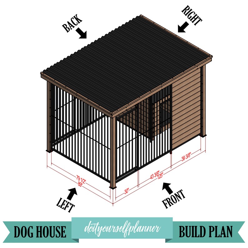 Outdoor Dog Kennel Plans Wooden Large Dog House Modern Dog Etsy