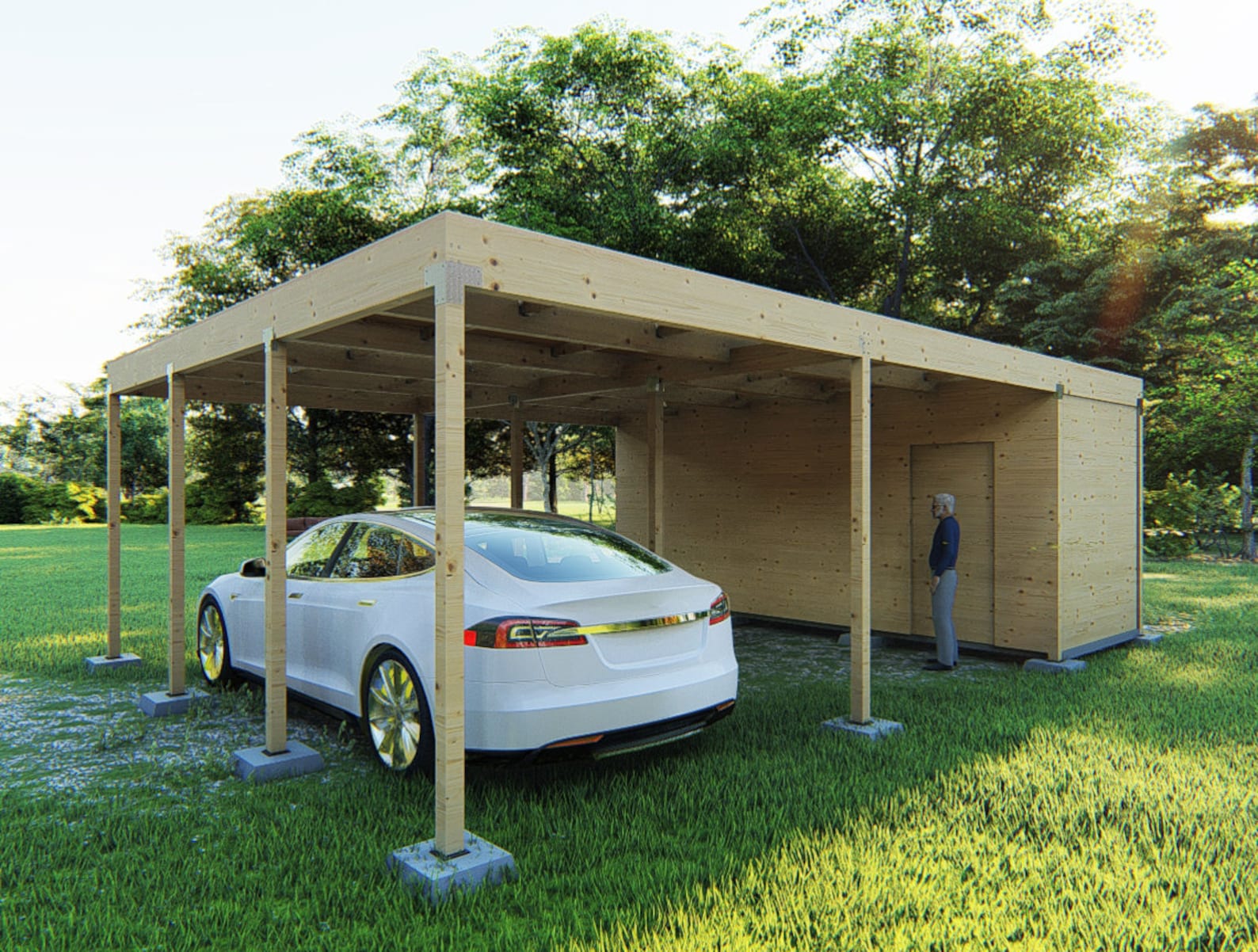 Two Car Carport With Storage Plan Carport Shed Build a Etsy