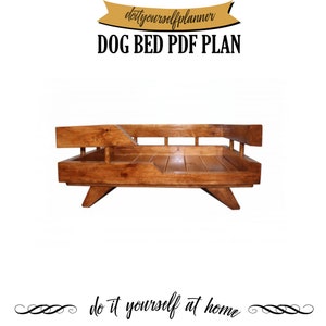 Dog Furniture Puppy Bed plan Wooden Dog Bed Plan Modern Medium Dog Bed image 3