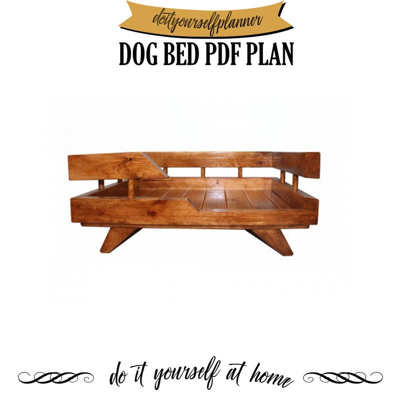 Dog Furniture Puppy Bed plan Wooden Dog Bed Plan Modern Medium Dog Bed image 3